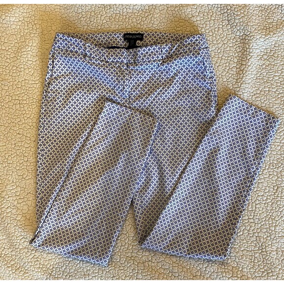 Cynthia Rowley Blue & White Pattern Stretchy Pants Size 10 Zip Front - Picture 12 of 12
